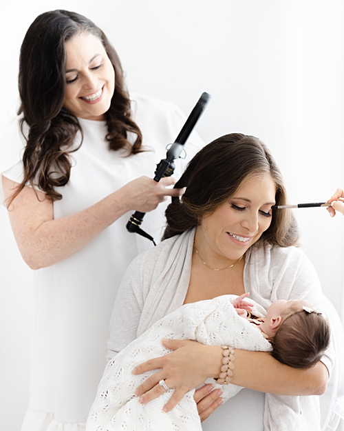 Professional Hair and Makeup at newborn session